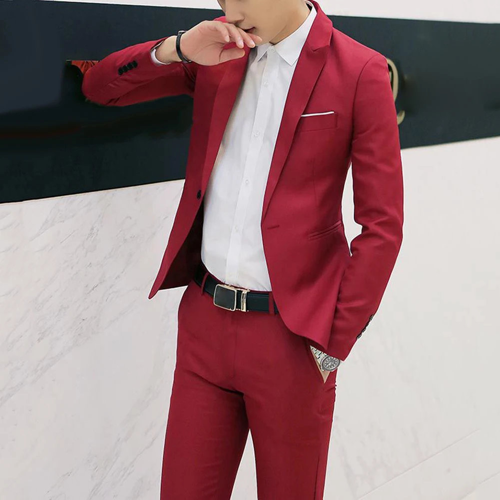 (Jacket+Pant) Luxury Men Wedding Suit Male Blazers Suits For Men Costume Business Formal Party Blue Classic red (Jacket+Pant) Luxury Men Wedding Suit Male Blazers Suits For Men Costume Business Formal Party Blue Classic red