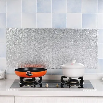 40x100cm Aluminum Foil Kitchen Oil proof Waterproof Stickers Kitchen Stove Cabinet Self Adhesive Wall Sticker DIY Wallpaper