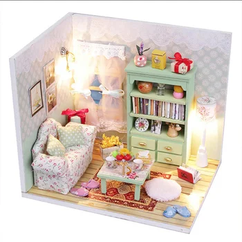 

Diy Doll House 3D Handmade Wooden Miniature Study Room Kits Miniature Dollhouse Led Lights M012