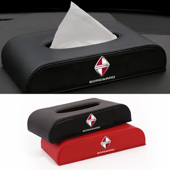 

Car Leather Tissue Box Napkin Organizer Logo For Borgward BX5 BX7 Interior Storage Styling Accessories