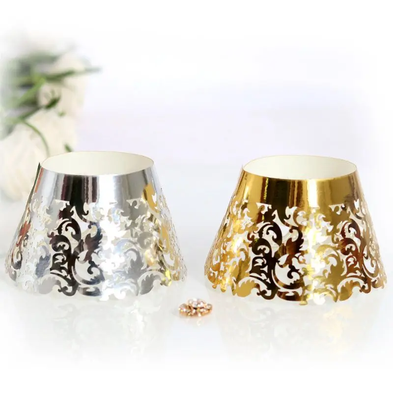 50pcs Hollow Lace Decor Cupcake Wrappers Paper Laser Hollow Cut Wedding Party Birthday Decoration