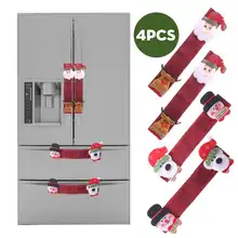 4 шт./компл. Рождество Чехлы на ручки холодильника для холодильника микроволновая печь Чехлы для дверных ручек новогоднее; рождественское Декор для дома