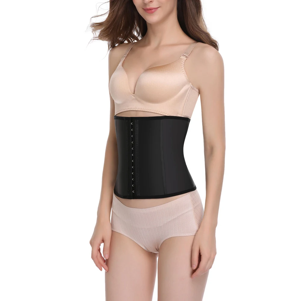 Women Rubber Latex Waist Trainer Corset Body Shaper Slimming Belt Waist Cincher2 layer 9 Steel Bones Shapewear