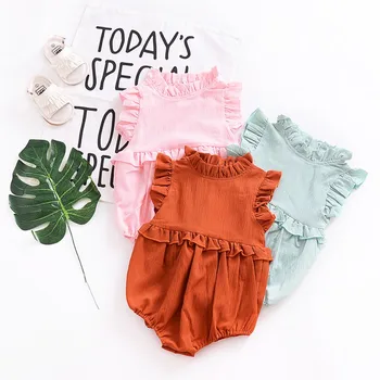 

Summer Baby Clothes Baby Rompers Clothes Girl Baby Sleeveless Jumpsuit Ruffle Triangle outfits Newborn