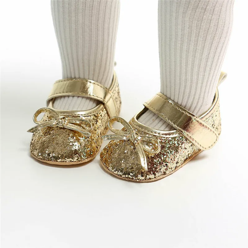 PUDCOCO/обувь принцессы для новорожденных девочек; детская обувь с пайетками для начинающих ходить; нескользящая повседневная обувь на мягкой подошве; 0-18