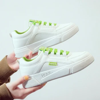 

Women Sneakers White Fashion PU Women Casual Shoes 2020 Spring Flats Vulcanized shoes Women Shoes Breathable Low Top