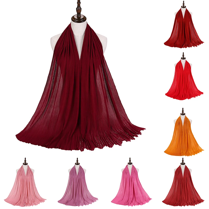 

1PC Chiffon Hollow Pure Color Women's Scarves & Wraps Red Brown 175cm x 70cm