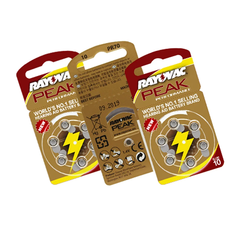 Аккумуляторы для слухового аппарата RAYOVAC 6 шт./1 карта 1 45/PR70/10 в диаметр 5 8 мм