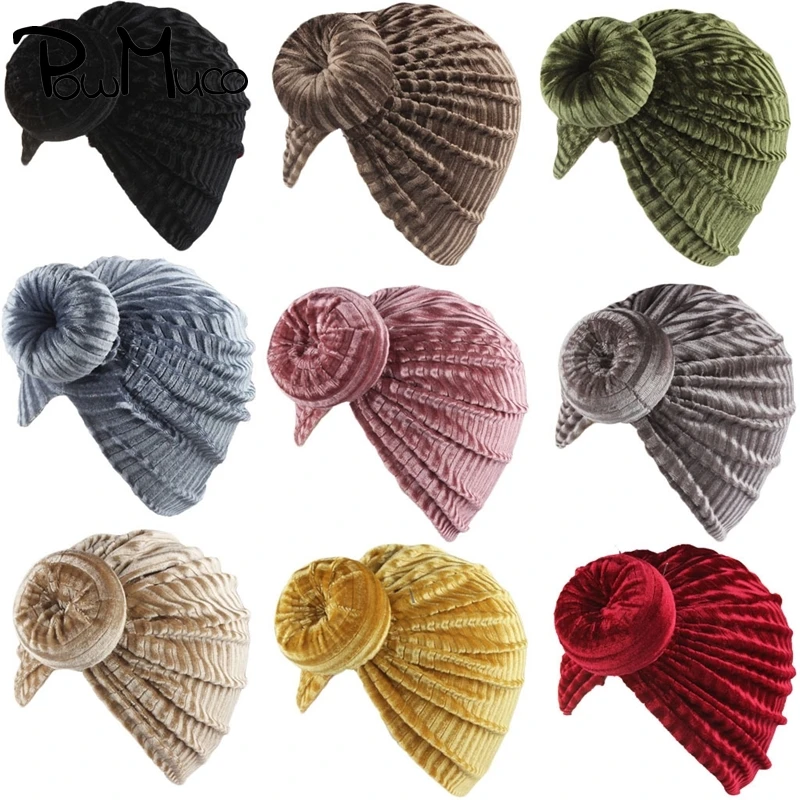 

Powmuco 20*18 CM Lovely Autumn and Winter Warm Children Caps Solid Color Striped Gold Velvet Donut Baby Hats Kids Birthday Gifts