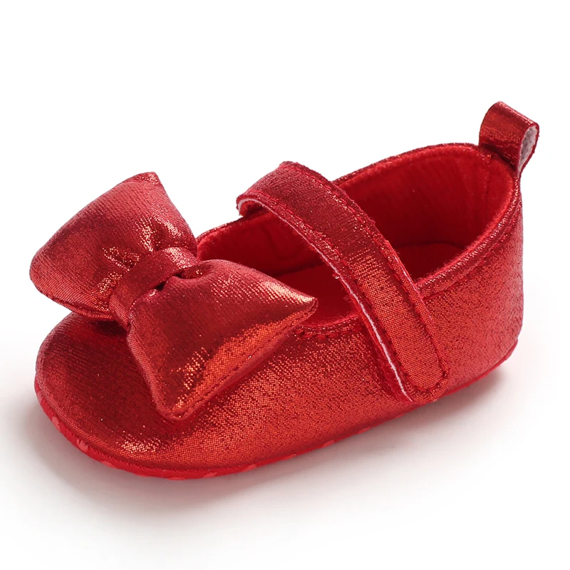 Baby Spring And Autumn Style Lovely Bow Solid Color Soft Sole Princess Shoes 0-18 Months Newborn Baby Casual Walking Shoes