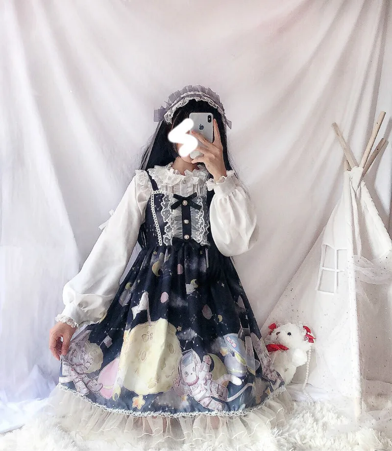 Cosplay&ware Lolita Dress Sweet Cute Japanese Kawaii Girls Princess Maid Vintage Gothic Printed Patterns Lace Pink Summer Skirt -Zentai shop online He65b5ec9910a4ea29de86eb284ced662P.jpg