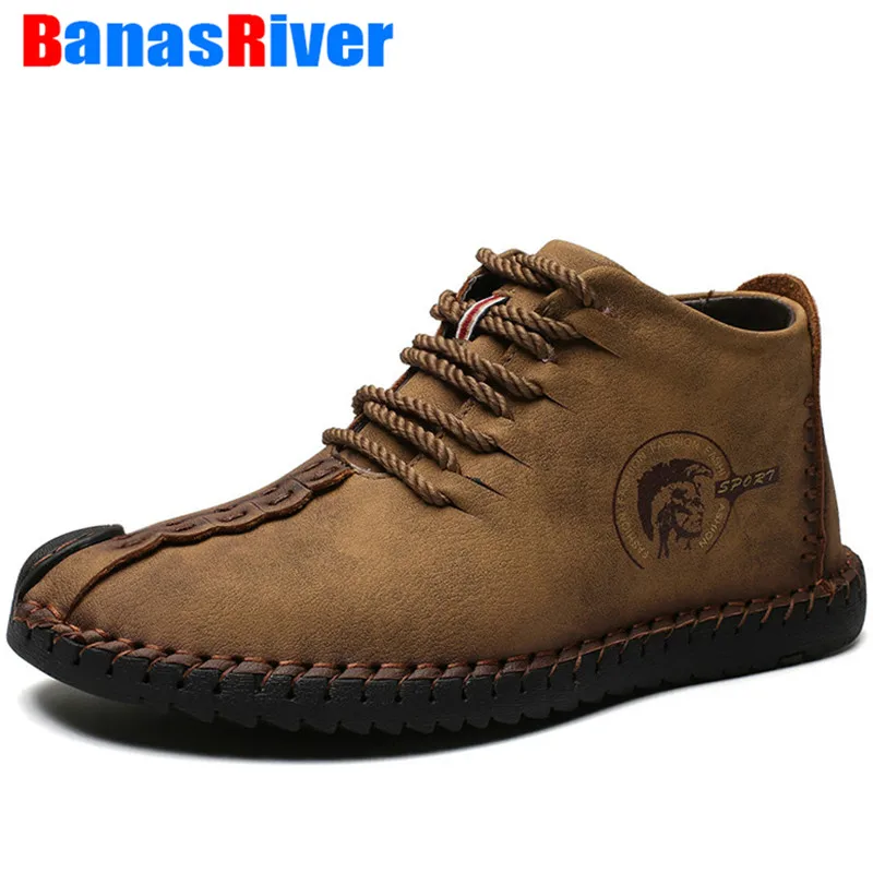 

2020 NEW Handmade Men Boots Leather Comfortable Snow Lace-Up Lightweight Spring Autumn Winter Ankle Shoes Footwear Big Sizes 48