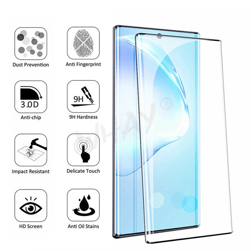 3D закаленное стекло для samsung Galaxy Note 10 Plus Note10 Pro 9, полностью изогнутое Защитное стекло для экрана samsung S10 S9 Plus