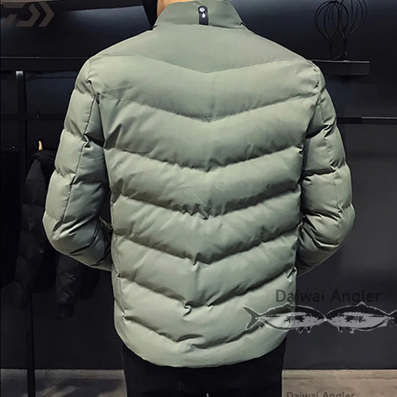 Мужская куртка для рыбалки Daiwa из толстого хлопка, теплая уличная одежда для походов, рыбалки, Осень-зима, однотонная одежда с воротником-стойкой