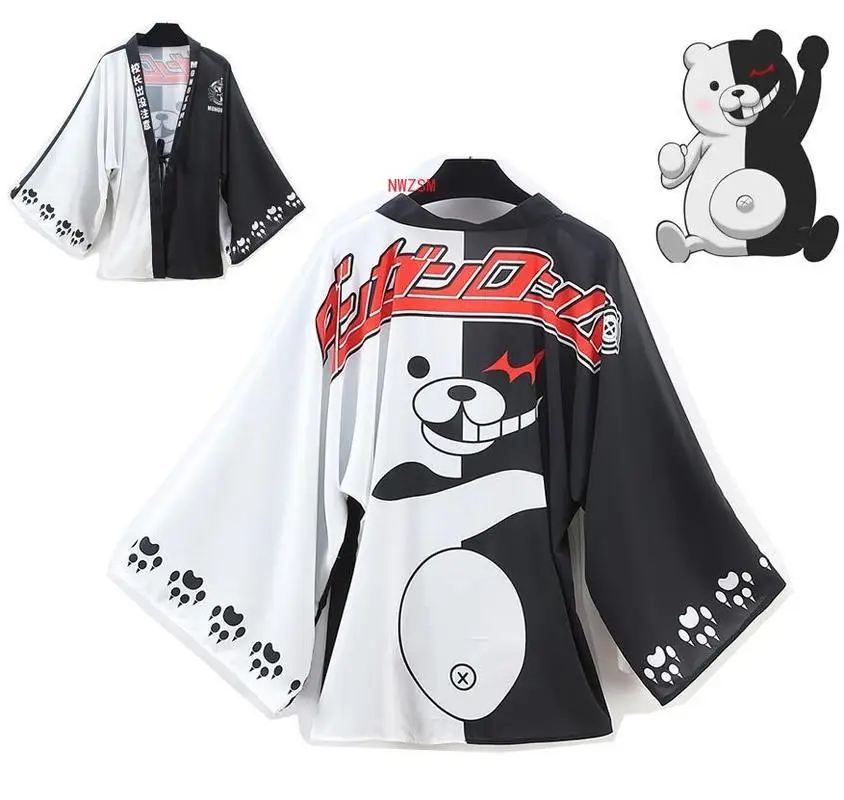 Аниме Danganronpa милый Monokuma шифоновая накидка Косплей Костюм японское кимоно юката