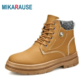

Mikarause 2019 Winter Men Snow Boots Warm Fur Ankle Male Flock Martin Boots Man Outdoor Non-slippery Work Shoes Chaussure Homme