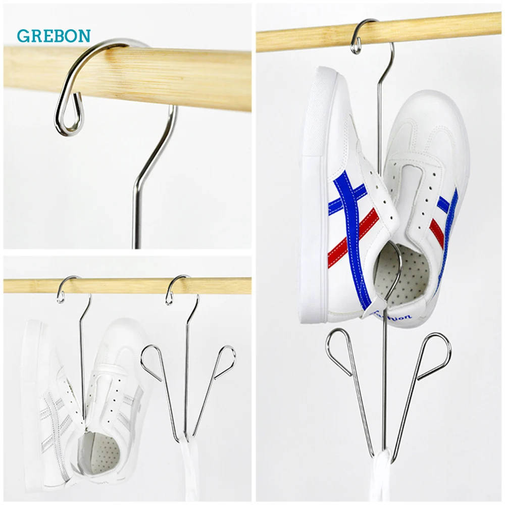Shoes Hanging Rack Shoes Drying Hanger Multifuntion Stackable Shoe Shelf Stand For Footwear Creative Shoe Storage Organizer Hook