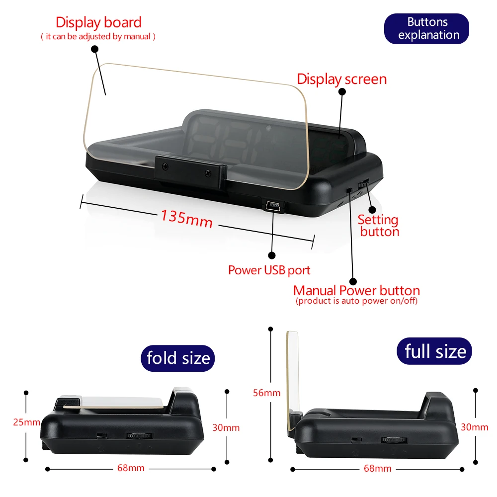 HUD C500 дисплей автомобиля gps OBD OBD2 диагностический инструмент проектор Цифровой измеритель скорости автомобиля сигнализация безопасности