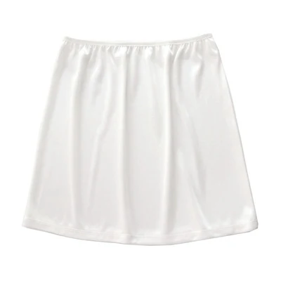 Cream Medium Long Нижняя юбка, полускользящая юбка, Нижняя юбка для женщин, женское нижнее белье, прозрачное, тонкое, имитирующее шелк, атлас, enagua mujer, сексуальное, летнее - Цвет: Cream Medium Long