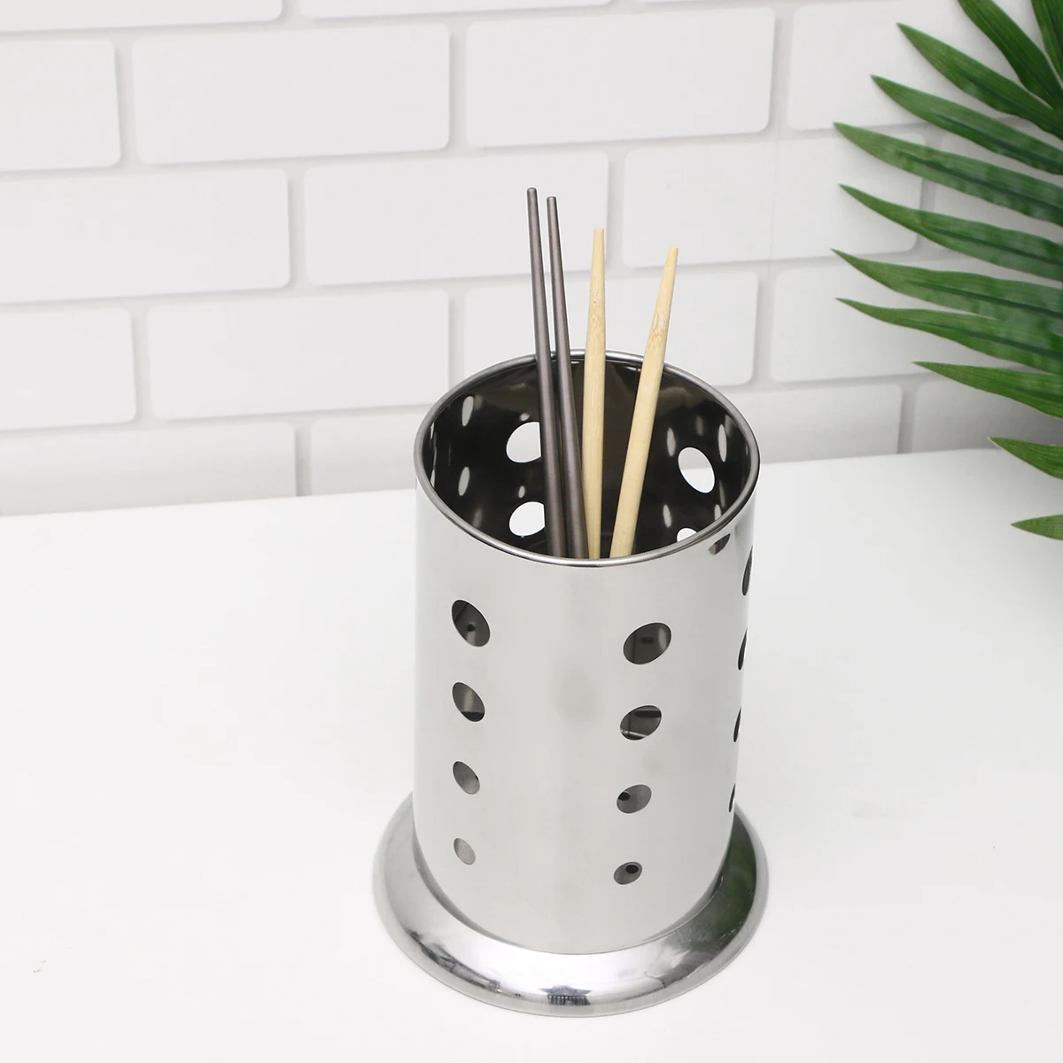 2 Pcs Stainless Steel Chopsticks Holder Widen Base Hollow Drying Rack Spoons Forks Utensil Storage Chopsticks Organizer