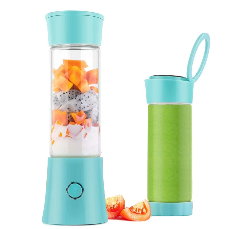 

Portable Blender,USB Rechargeable Mini Juicer Cup with Handle, Smoothie Blender with 6 Blades with 4000MAh Batteries, 480Ml Hous