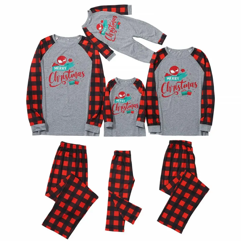 

2020 Family Matching Christmas Clothes Halloween Pajamas Mother Daughter Sleepwear Kids Baby Print Plaid Xmas Nightwear Pjs