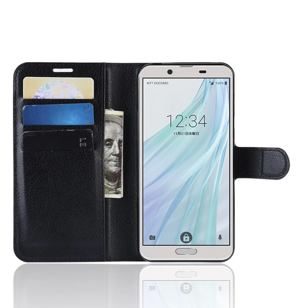 Case For Sharp Aquos Sense2 Shv43 Sh 01l Sh M08 Cover Wallet Card Stent Book Style Flip Leather Protect Black 5 5inch Sh01l Wallet Cases Aliexpress