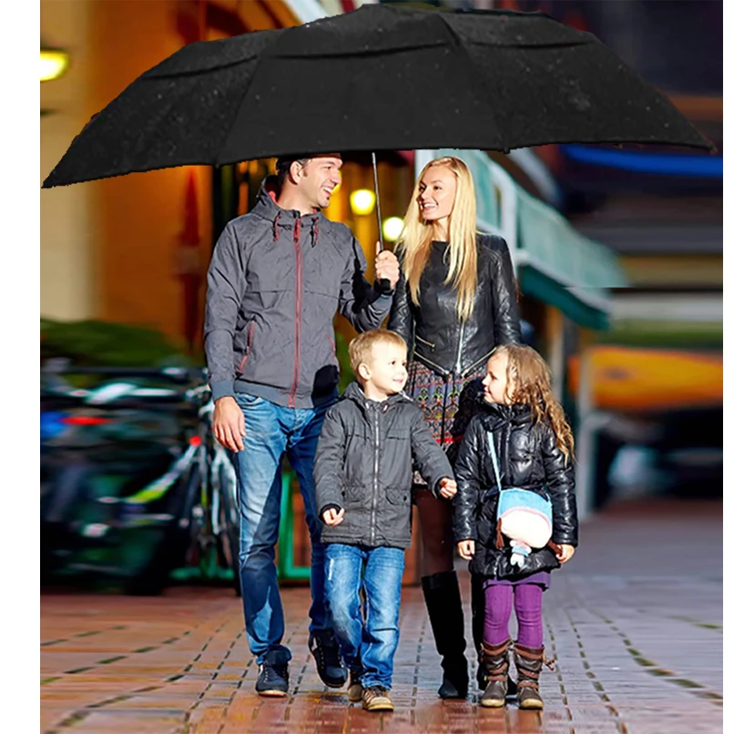 Folding Umbrella Large Double layer Travel Umbrella Waterproof for 3-4 people 125CM Diameter