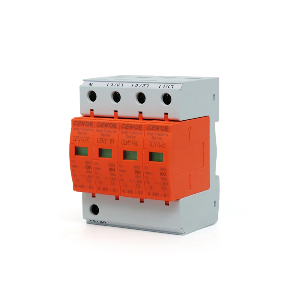 Forte Capacità Di Scarica Di Corrente Protezione Contro Le Sovratensioni House A Grade Spd Scaricatore Di Sovratensioni Parafulmine 4P 80Kva 60Kva 40K