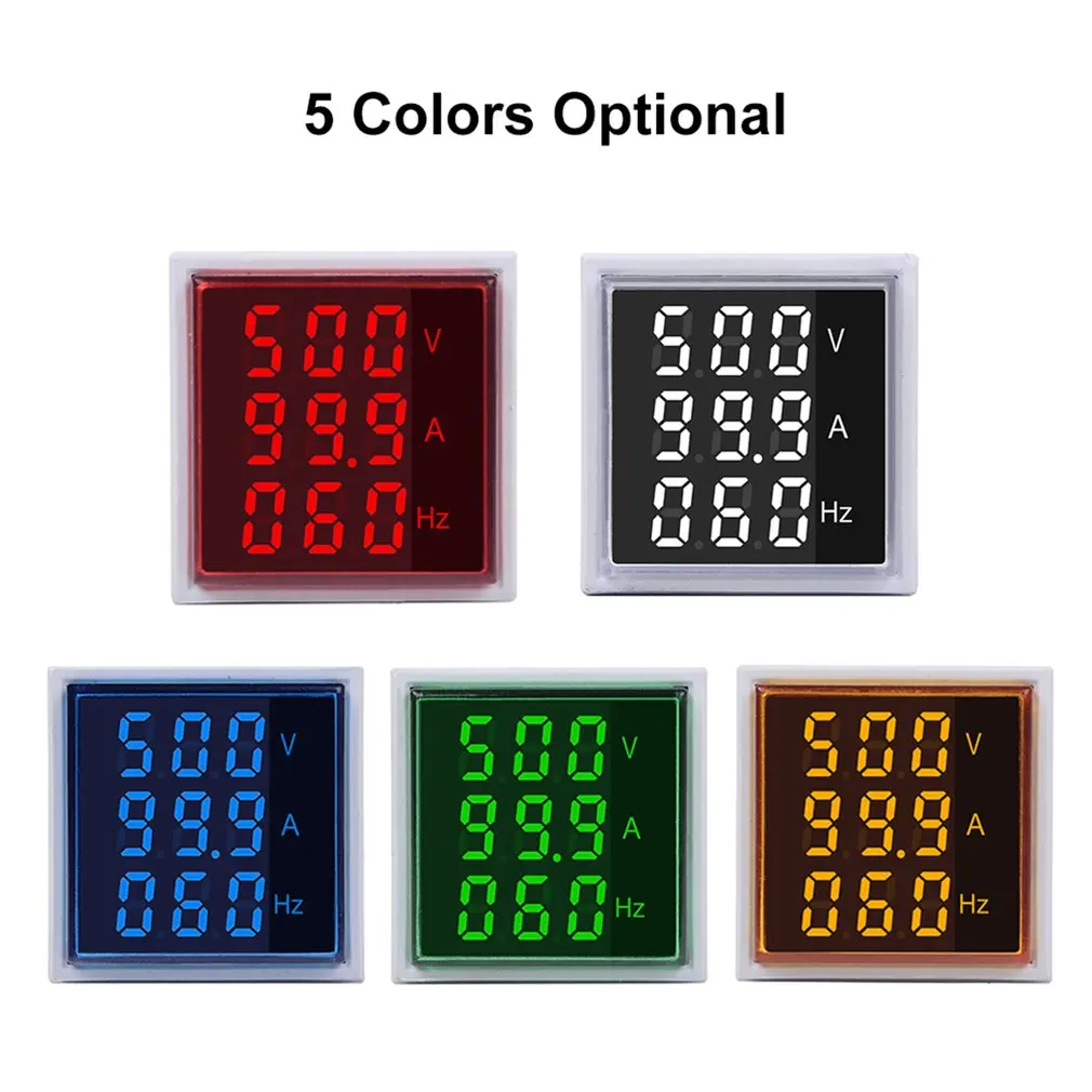 

SINOTIMER 22mm Indicator Square LED Digital Voltage Current Frequency Meter Signal Lights Combo Meter Tester ST17V AH