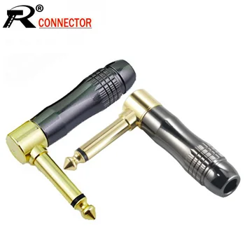 

10pcs/lot Copper 6.35mm Right Angle Mono Male Plug 1/4 Inch Soldering Wire Connector Guitar Microphone Plug 6.3MM Jack