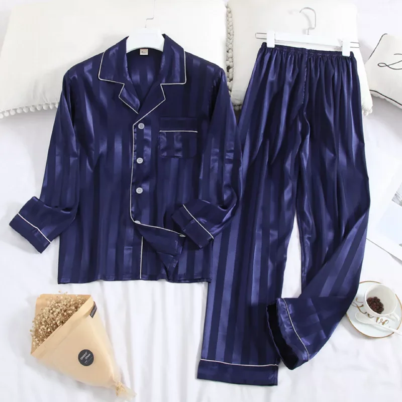 Men 03 M-xxxl пара пижамных комплектов, шелковые атласные пижамы в полоску, одежда для сна, домашний костюм, пижама для влюбленных мужчин и женщин, одежда для влюбленных - Цвет: Men 03