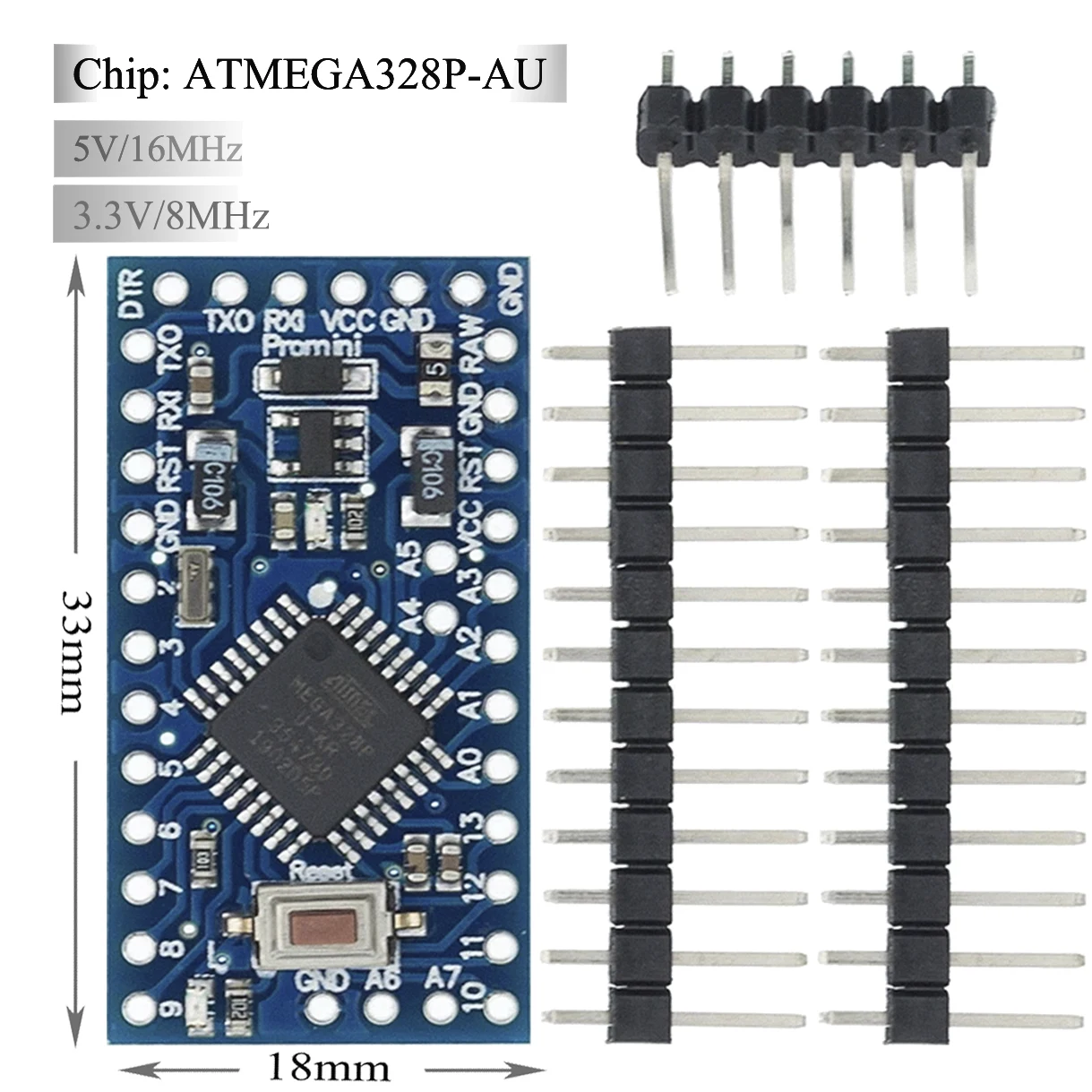 Цельнокроеное платье Pro MINI 5 V/16 МГц ATMEGA328 ATMEGA328P V 16 M для Arduino 3 V/8 синий версия |