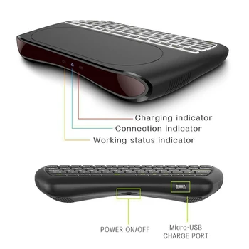 

D8 Pro Bluetooth 2.4G Wireless Keyboard 7 Color Backlight English Russian Fingerboard Touchpad Remote Control for PC Mobiles