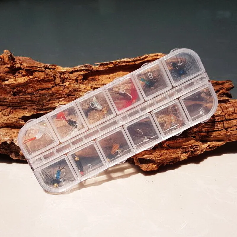 

FREE SHIPPING!12pcs Hand-tied fly fishing hooks with plastic box