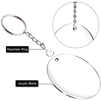 

Acrylic Keychain Blanks, 60 Pcs 2 Inch Diameter Round Acrylic Clear Discs Circles with Metal Split Key Chain Rings
