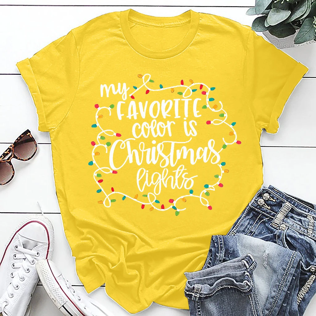 CHAMSGEND Fashion Women Blouses Autumn 2019 Christmas Blouse Letter Printed Short Sleeves Shirt Tops 1003