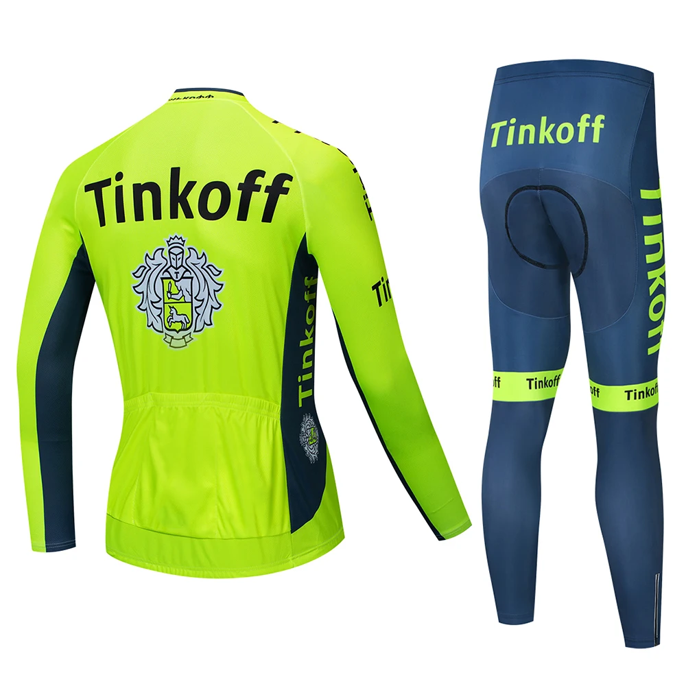 Saxo bank Tinkoff pro team длинный рукав Велоспорт Джерси Ropa велосипедная одежда для велоспорта MTB наборы 19D гель