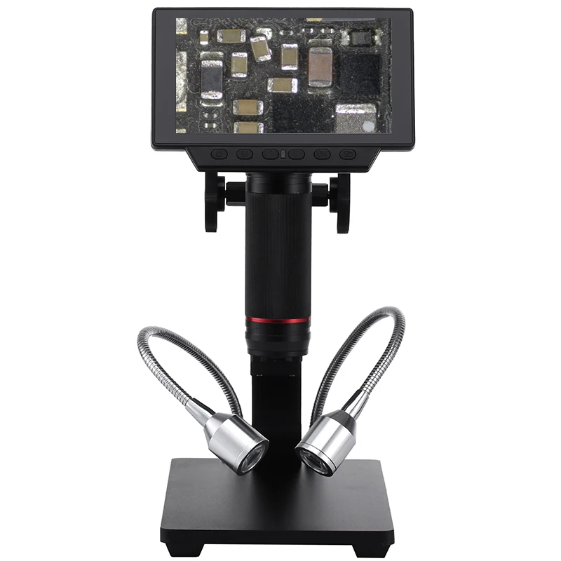 

Portable 5 Inche Industrial Digital Microscope Electronic Video Microscope 12MP 1080P FHD HDMI USB 560X Zoom Microscope Desktop For Phone PCB Soldering Repair + Metal Stand