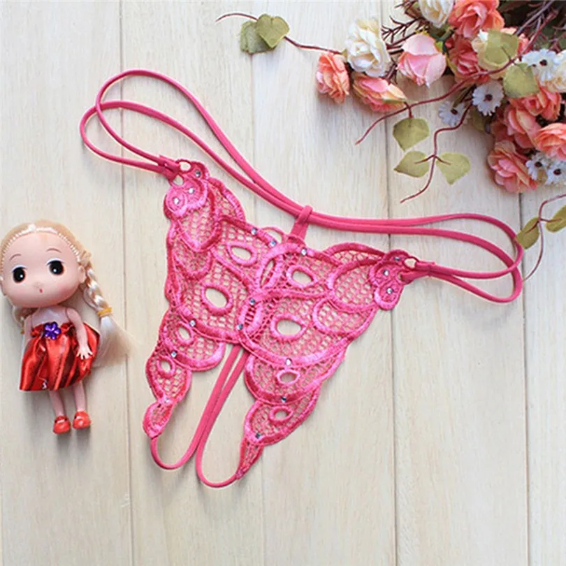 Hot Pink Новые женские кружевные трусики сексуальное женское нижнее белье с открытой промежностью жемчужные трусики с подвеской Ropa Interior Femenina 30NOV13 - Цвет: Hot Pink
