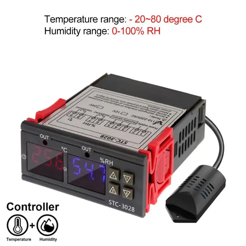 STC-3028 цифровой регулятор температуры и влажности термометр гигрометр