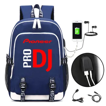 

Pioneer DJ PRO laptop black backpack USB school bags for teenagers boys girls children fashion bookbag Travel satchel
