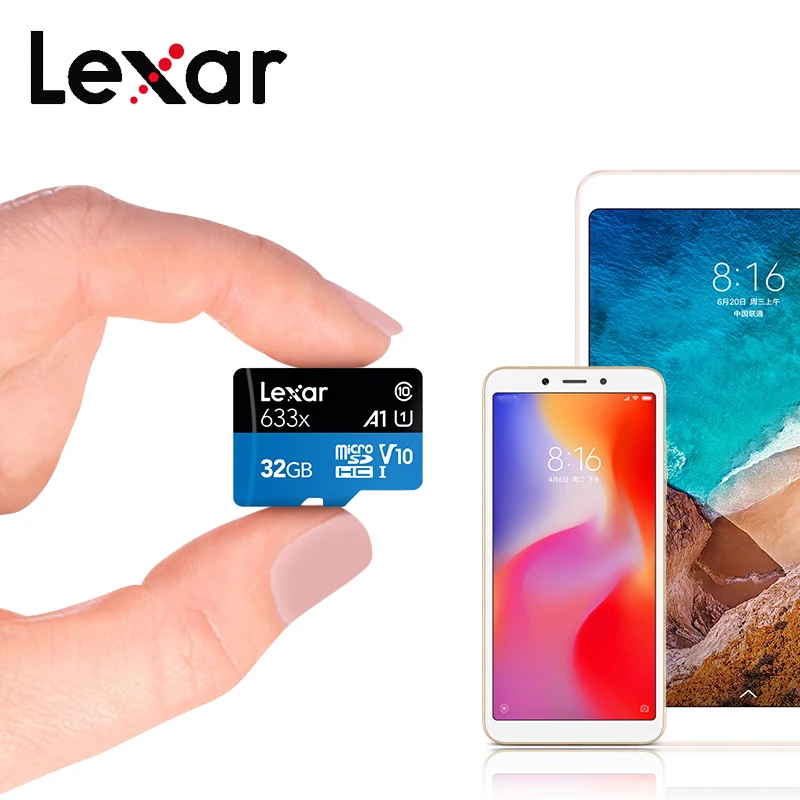 Lexar TF карты 512 ГБ 256 с адаптером селфи-стик Micro SD карты 128 Гб 64 ГБ 32 ГБ оперативной памяти, 16 Гб встроенной памяти, 98 МБ/с. usb флэш-карта памяти, мicro SD class10