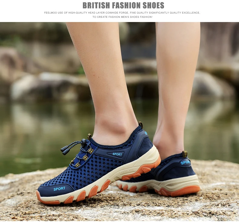 UEXIA Comfortable Men's Shoes Summer Walking Handmade Breathable Mesh Outdoor Sneakers For Spring Flats Comfortable Casual Shoe