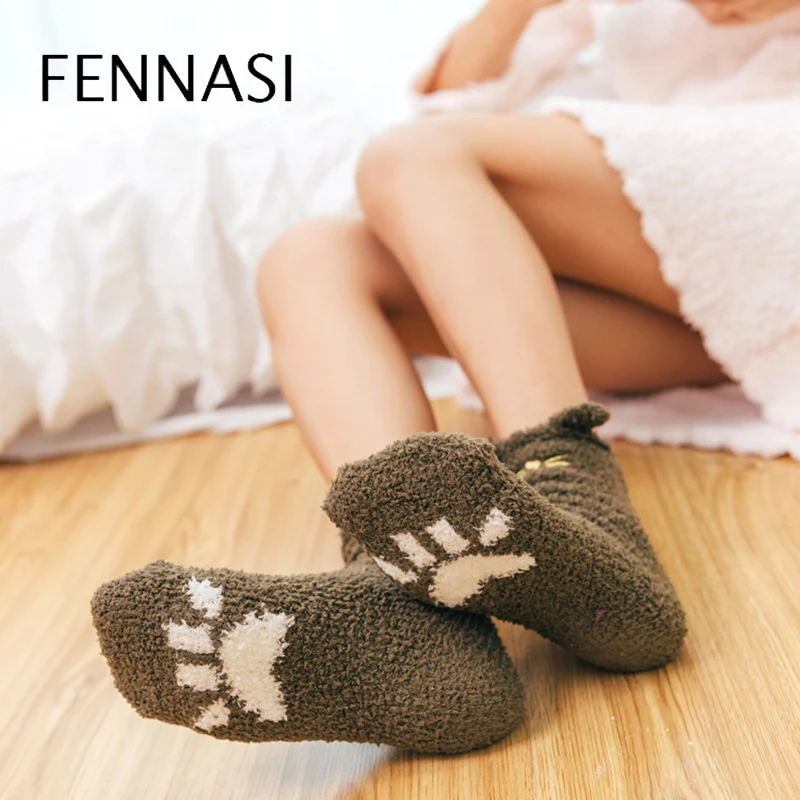 FENNASI, Рождественские теплые носки с принтом, женские зимние Модные новогодние забавные женские носки с когтями кошки, красивые женские носки