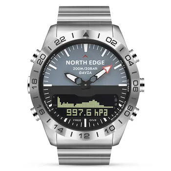 

Dive Sports Digital Men watch Mens Watches Military Army Luxury Full Steel Business Waterproof 200m Altimeter Compass NORTH EDGE