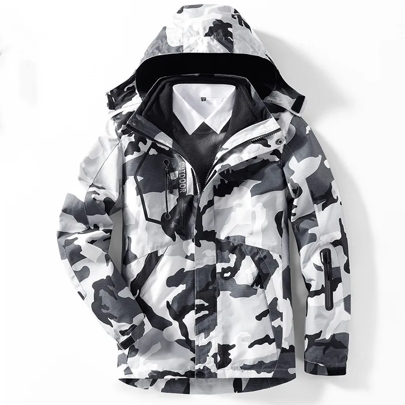 8XL зимняя 3 в 1 ветрозащитная походная куртка для кемпинга походная куртка для мужчин и женщин камуфляжное пальто большого размера для рыбалки и охоты
