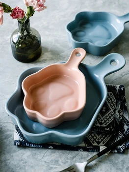 

Cute tableware ceramic Plate Baking Oven Plate Cheese Melaleuca Baking Plate Breakfast Bread Plate Dessert Fruit Plate