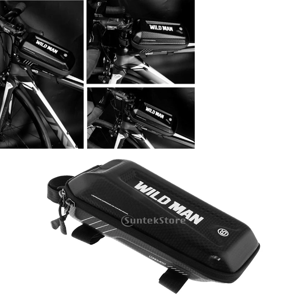 Waterproof Cycling Bike Front Top Tube Frame Bag MTB Mountain Rode Bike Saddle Pouch Storage Hard Case Adjustable Mounting Strap