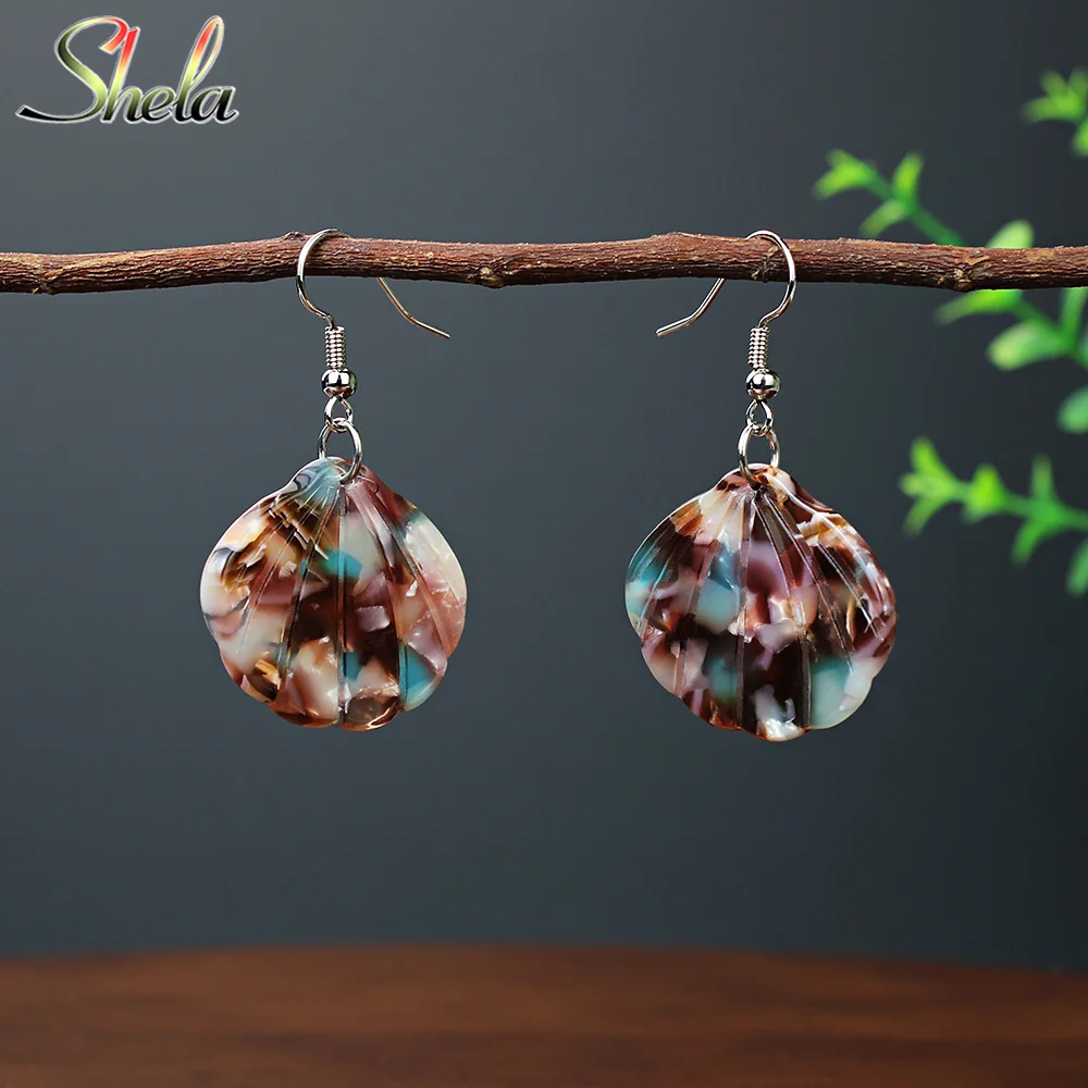 Красочные акриловые серьги в форме веера светильник лые богемные Простые Модные